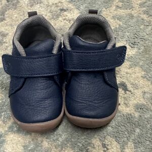 Stride Rite Dark Blue Baby Shoes with Tan Soles